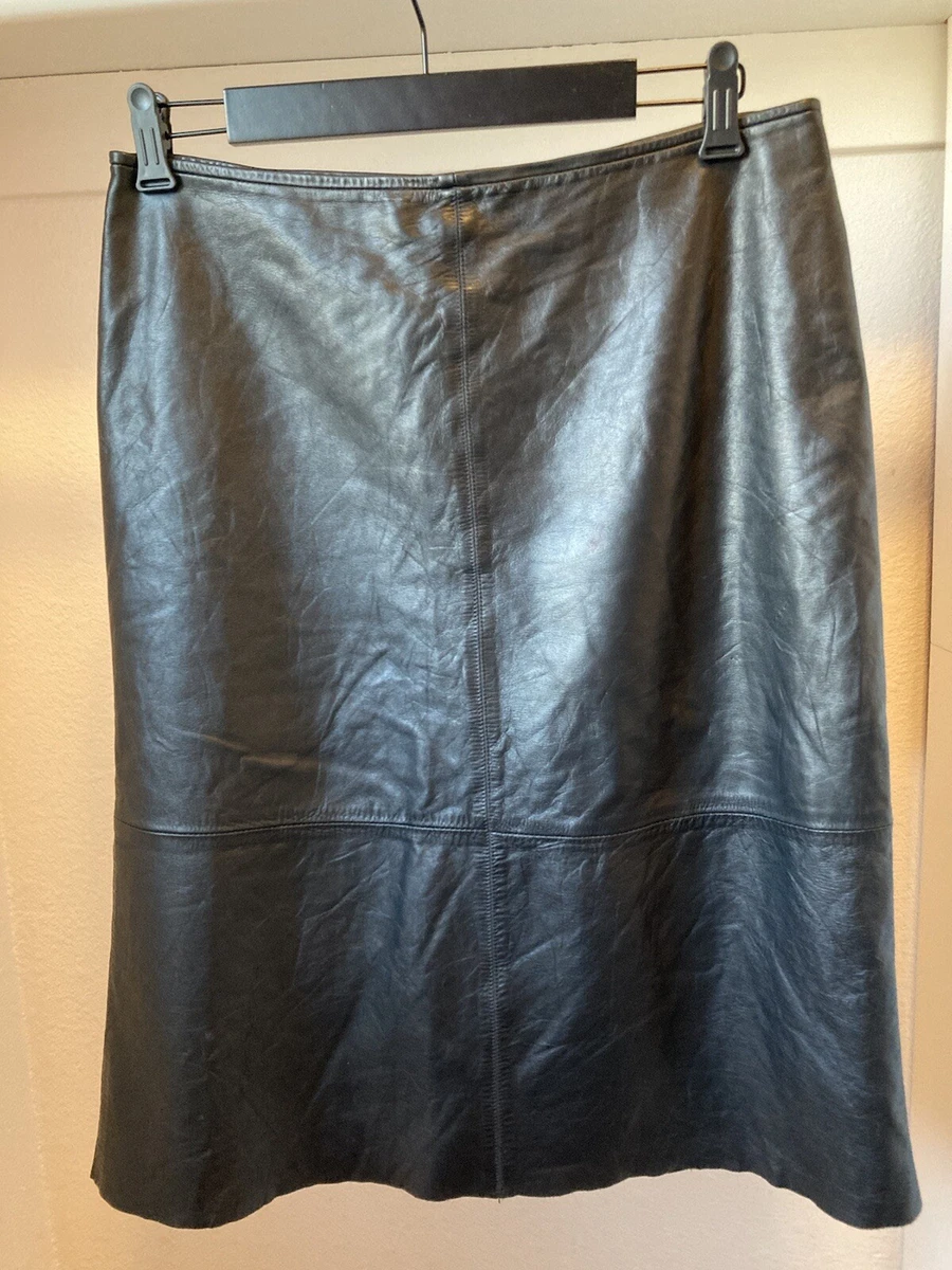 Leather top skirt navy