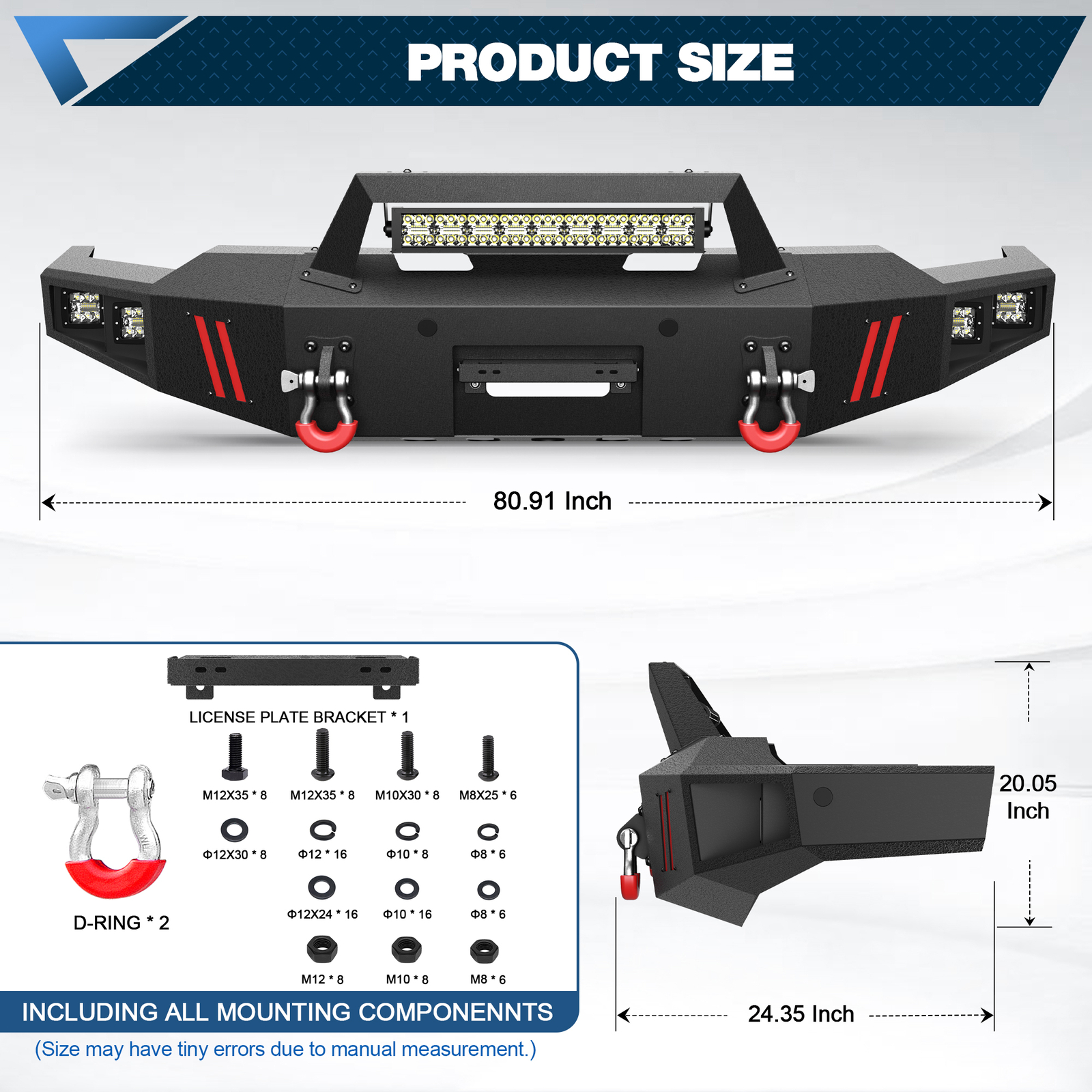 For 2020-2023 Chevy Silverado 2500HD/3500HD Front & Rear Bumper With Winch Plate