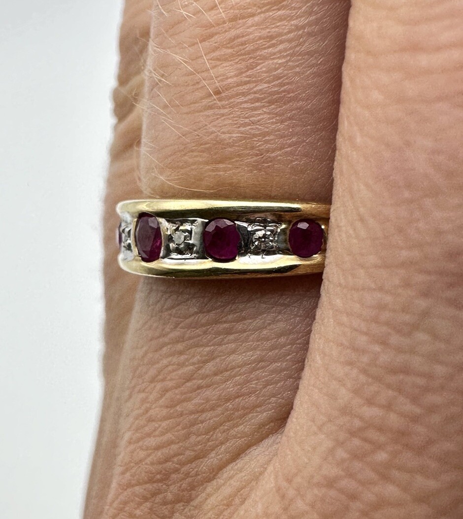 9ct Gold Ruby Diamond Ring 9K Gold Ruby Diamond E… - image 13
