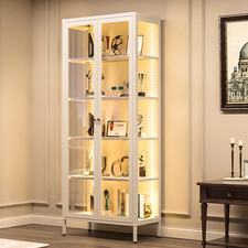 LED Curio Display Cabinet 5-Tiers Storage Shelves Bookcase w/ Adjustable Shelves