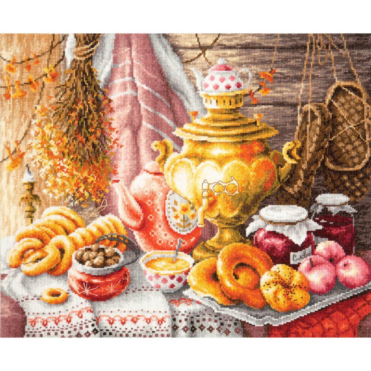 Magic Needle Zweigart Edition counted cross stitch kit ""Tea Time"", 40x34cm, DIY