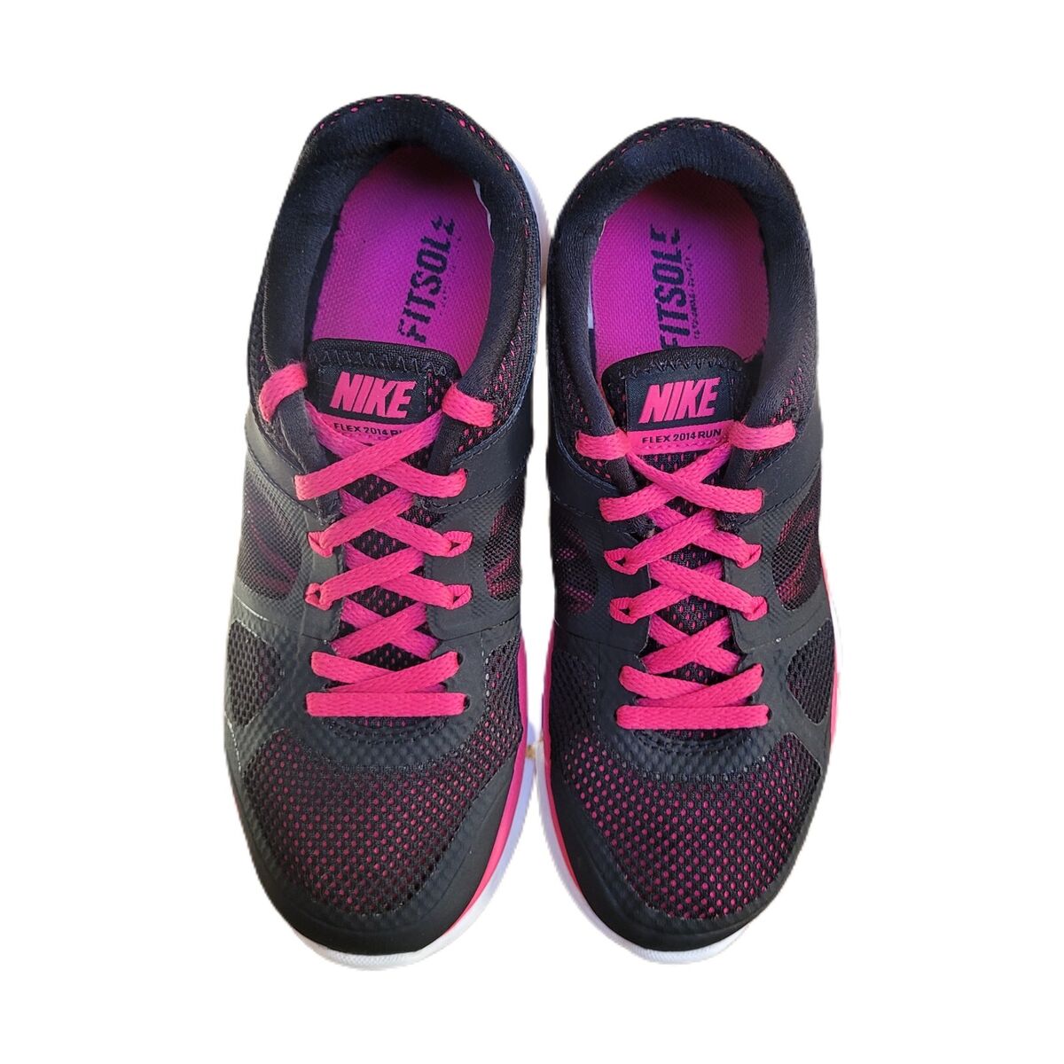 Nike Flex 2014 Run Fitsole 642767-002 Black Pink | eBay