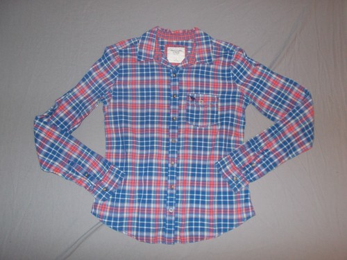 Abercrombie & Fitch Shirt Women's Small Button Up Red blue Plaid Casual Ladies