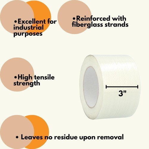 Cinta de filamento para flejar fibra de vidrio Intertape 3" x 60 yardas, 4 mil, transparente, 4 rls - Imagen 5 de 7