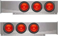 GG Grand General 80111 Chrome Mud Flap Hanger w 4" Red Incandescent Light - Pair