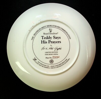 ROYAL DOULTON ~ TEDDY SAYS HIS PRAYERS ~COLLECTOR PLATE FRANKLIN 