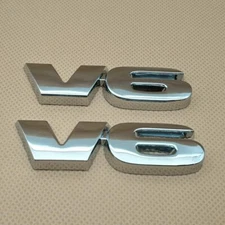 Pair Set 3D V6 Emblem Metal Badge Decal Car Fender Trunk 3M Adhesive Nameplate