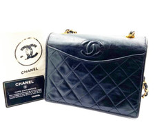 Black Lambskin Matelasse Dual Pocket Flap Bag