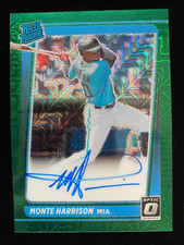 2021 Donruss Optic MONTE HARRISON Rated Rookie GREEN MOJO PRIZM AUTO #26/99 RC