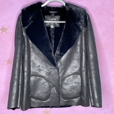 FC Jeans Black faux fur trim leather jacket F...