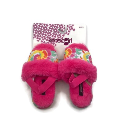 Kensie Girl Little Girls Pink Faux Fur Slippers Size M 13/1