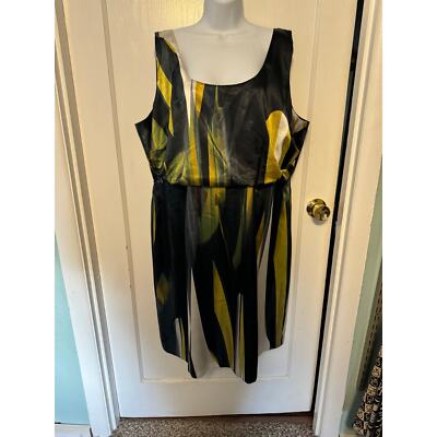 Tahari Plus Size 20 - Sleeveless Silky Cocktail Dress - Black & Green | eBay