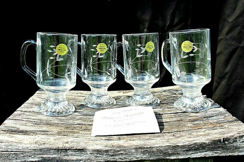 Vintage PRINCESS HOUSE Heritage IRISH COFFEE MUGS Footed #504 Set of 4 New inBox - Picture 2 of 12