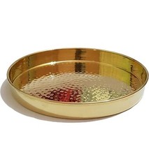 India Brass Hammered Design Thali Set ,Brass , 1 Piece