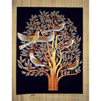 Papyrus - Tree of Life with a Dramatic Black Background.