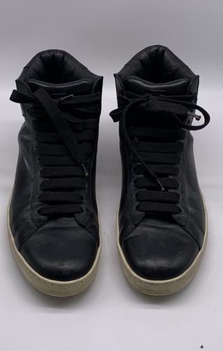 Tom Ford Zapatillas altas de cuero negro con cordones talla 10 - Imagen 2 de 9