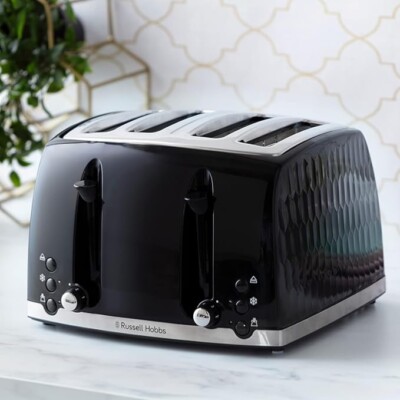 Russell Hobbs 26071 Honeycomb 4 Scheiben breite Schlitze Toaster - schwarz