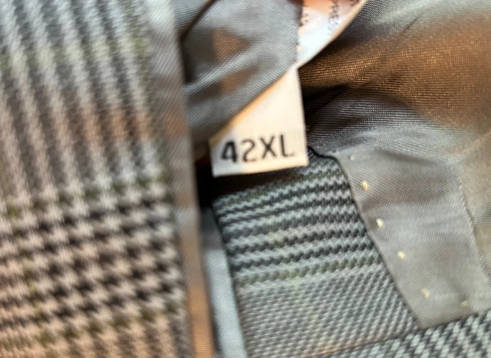 Austin Reed Men Gray Glen Check Wool Blend Sport Coat Blazer Jacket 42XL - Image 2 of 4