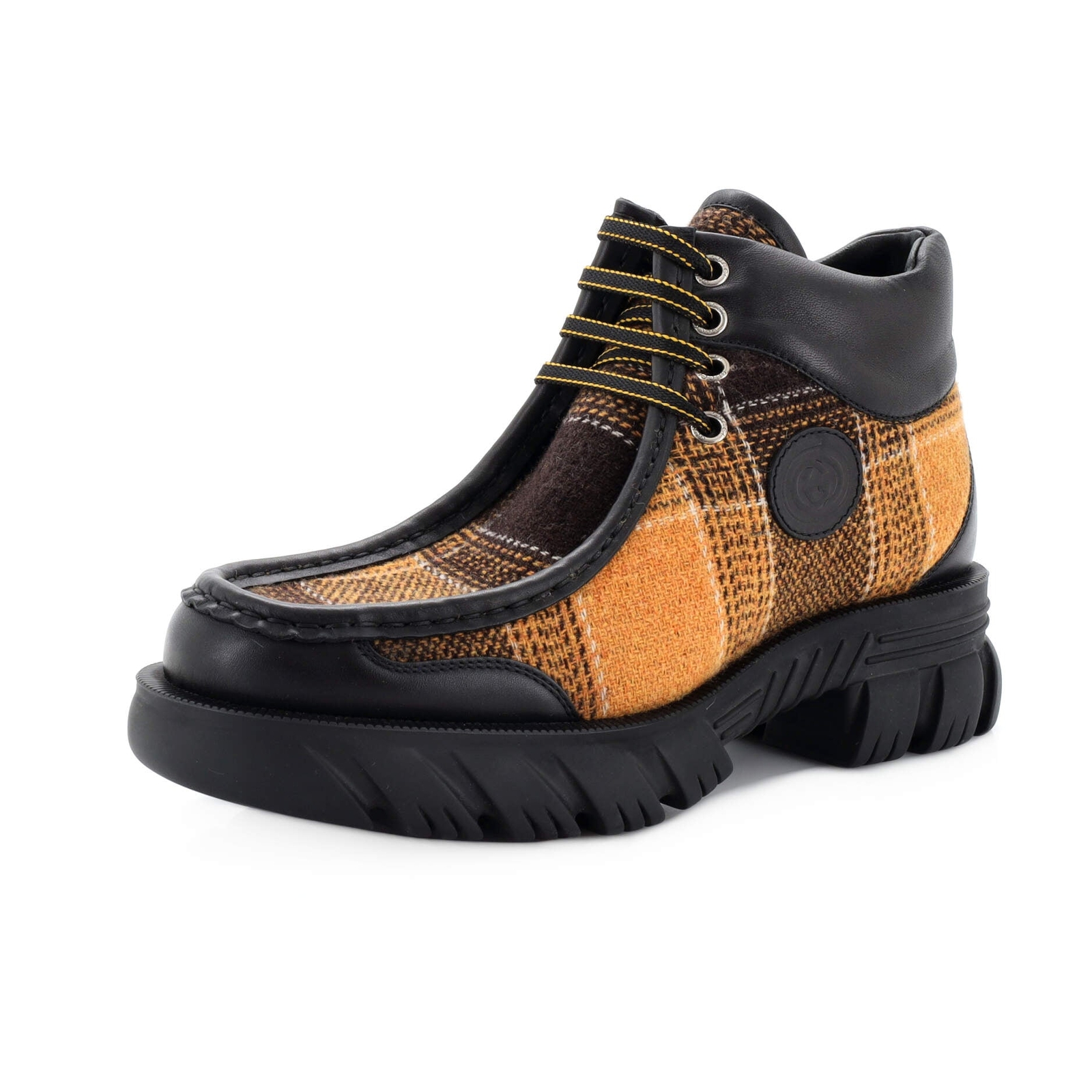 Gucci Men's Interlocking G Hiking Boots Plaid Wool an… Gem