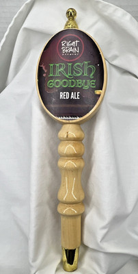 Right Brain Brewery Irish Goodbye Red Ale 12'' Wood Beer Tap Handle