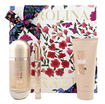212 VIP ROSE by Carolina Herrera 2.7 & 0.34 EDP Spray + 3.4 Body Lotion. New SET