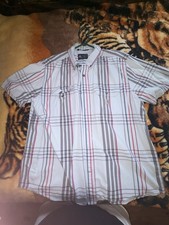 Carhartt Loose Fit Men's XL White/Gray/Red/Blue Plaid SS Button-Up Pockets