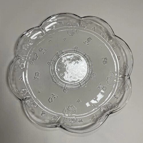 Vintage Anchor Hocking Glass  Serving Platter - Savannah - Floral - 12" x 12"