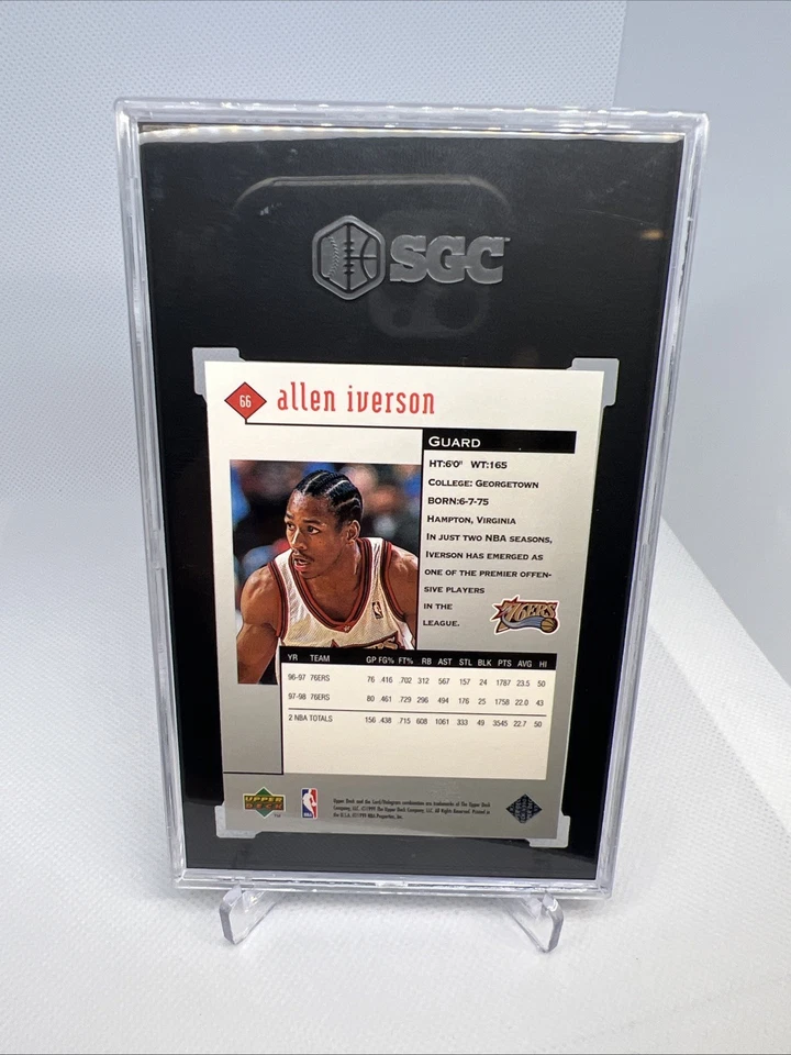1998-99 UD Black Diamond Philadelphia 76ers Card #66 Allen Iverson SGC 9.5 - Image 2 of 2
