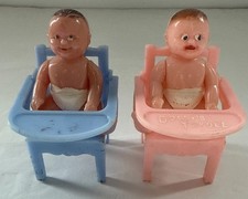 Renwal Twin Boy  Girl In Pink  Blue Potty Chairs Dollhouse Furniture Miniature