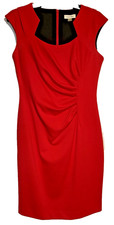 Calvin Klein - Cap Sleeve Ruched Sheath Red Dress - Size 6