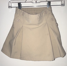 Nautica Girls Beige A-Line School Uniform Skort Size 5 Button Elastic Waist