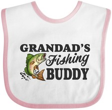 Inktastic Grandad's Fishing Buddy Baby Bib Kids Fish Illustration I Love Season