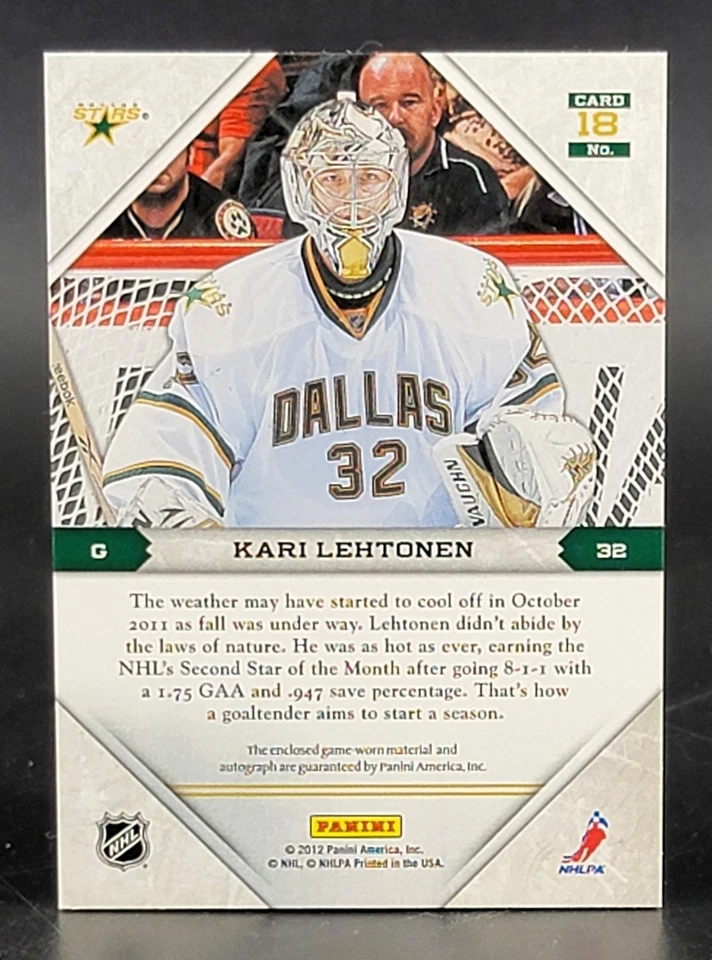 2011-12 Panini Titanium Quad Memorabilia Autographs #18 Kari Lehtonen 9/10 - Image 2 of 2