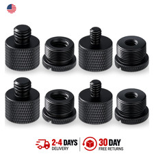 8pcs Microphone Stand Thread Adapter Set for Microphone, Black, Aluminum Alloy