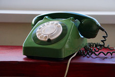 Green Rotary Dial Corded Desk Telephone with Rotary Dial