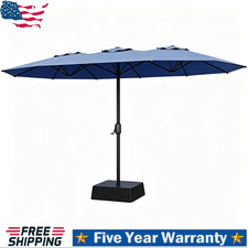 15ft Patio Umbrella with Umbrella Base Double-Sided Large Market Umbrella blue