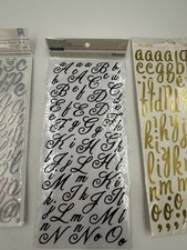 JZK 7 Hojas Plástico Negro Letras Y Números Del Alfabeto Calcomanías Cadena Con Pinzas, Calcomanías Letras Mayúsculas E Inferiores, Calcomanías Decorativas Para álbumes Recortes Manualidades, Velas