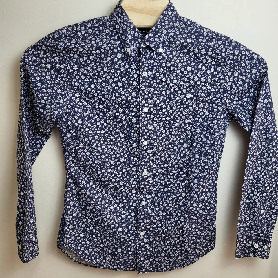 Bonobos Calce Ajustado Para Hombre Pequeño Azul Marino Estampado Floral AOP Abotonado Manga Larga Foto 2 de 4