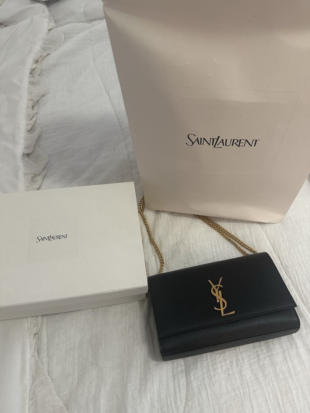 Borsa a tracolla Saint Laurent Kate media in pelle nera