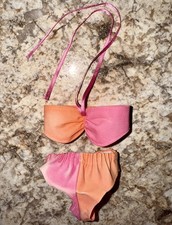 VINTAGE MATTEL PINK AND ORANGE 2-PIECE BARBIE BIKINI SWIMSUIT RARE HTF