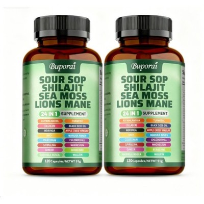 2 Pack 24-in-1 Herbal Blend Soursop Shilajit Sea Moss Body Wellness
