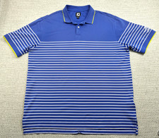 FootJoy Polo Golf Shirt Mens 2XL Blue Stripe Performance Stretch Knit Tech