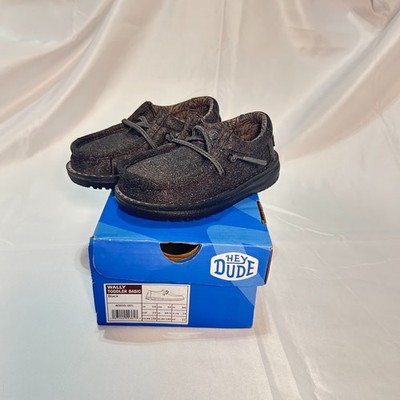 Hey Dude Wally Toddler Basic Black Size C6 Brand New In Box BNIB Kids Shoes