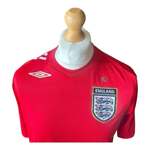 Vintage England Umbro 2006/08 Mens Away Football Shirt Red Jersey Size Medium - Picture 6 of 14