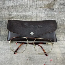 Vision World Metal Aviator Glasses Frames Only W/ Carrying Case Brown Round