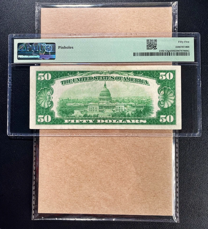 Fr. 2102-Glgs 1934 $50 FRN CHICAGO "Light Green Seal" PMG 55 - AU Comment - Image 2 of 2