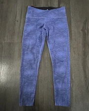 Tuff Athletics Blue Pattern Leggings Size S High Waist Zip Pocket Activewear Gym