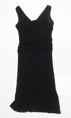 Coast Damen schwarz Größe 16 formelles Etui gerafftes langes Kleid