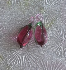 Vintage Lampwork Glass Beads, Pink, 24mm, Czech German 1950s