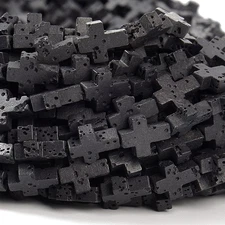 Black Lava Gemstone Cross 11X9MM Loose Beads (D649)